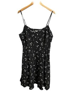 Old Navy Floral Dress XL Fit & Flare Strappy Boho Whimsy Midi Pink Black Rayon